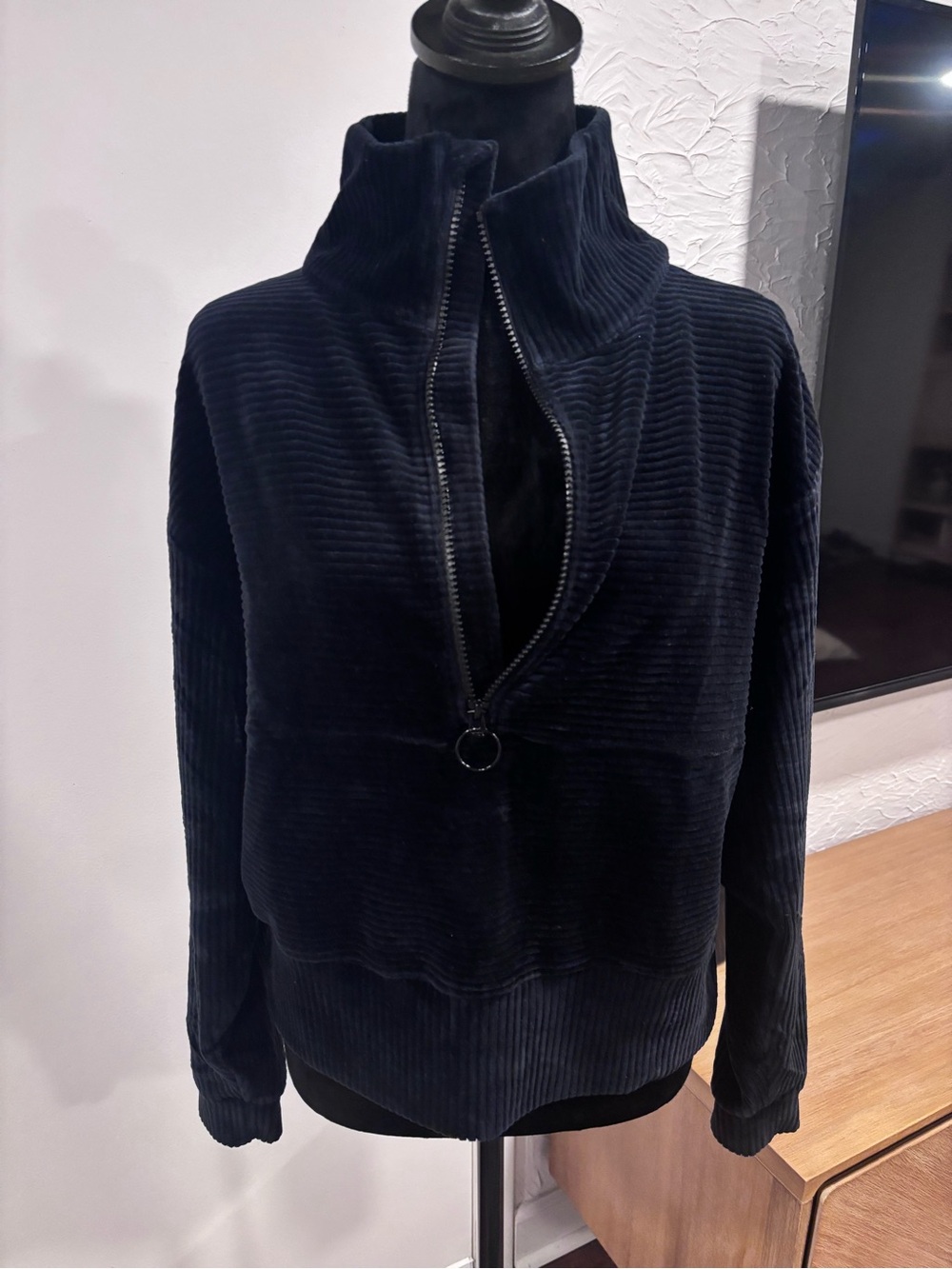 Prana Ribbed Half-Zip Bomber Jacket - Navy